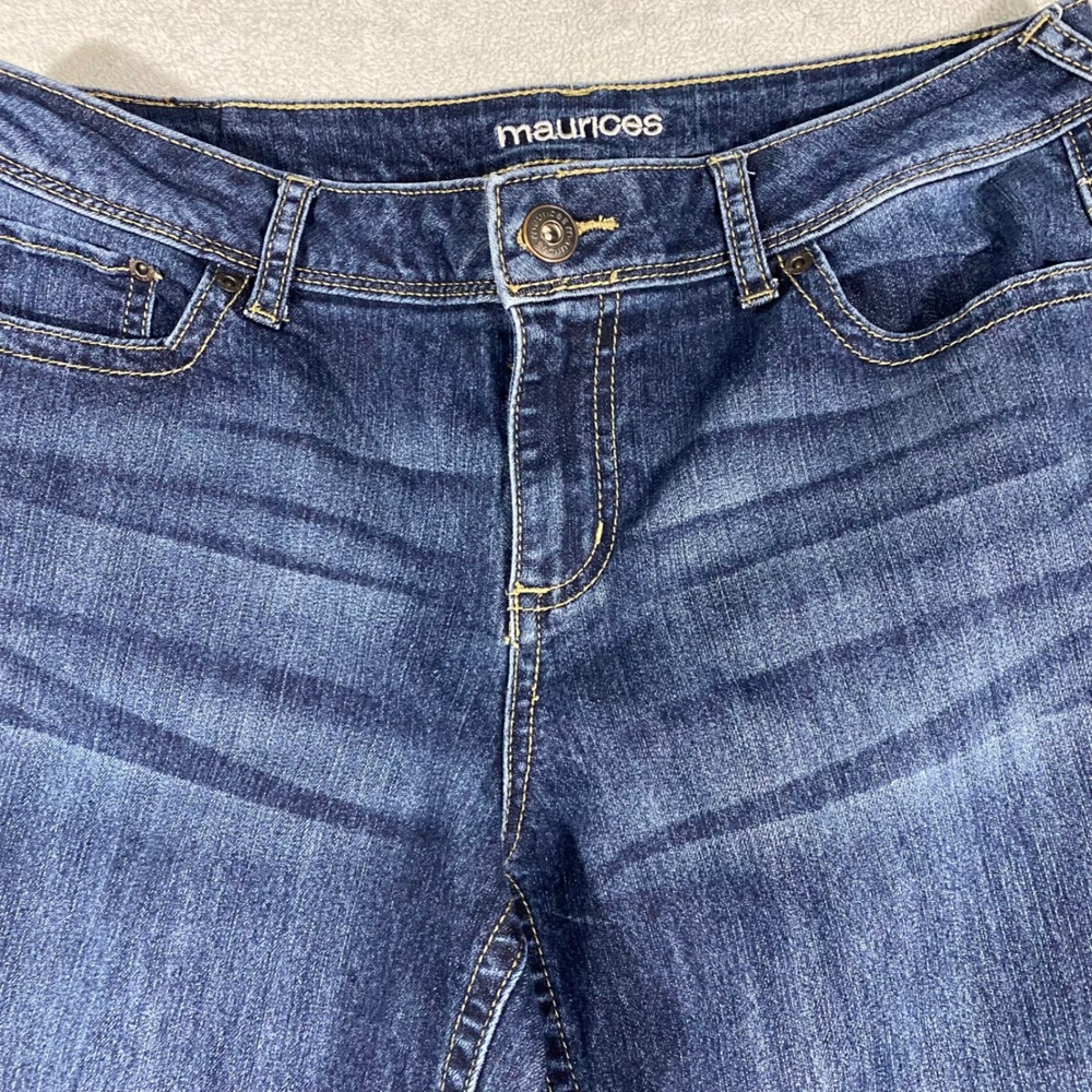 Maurices Bootcut Jeans Women 12 Dark Wash Embroidered Pockets Mid Rise Denim‎ - Picture 4 of 16